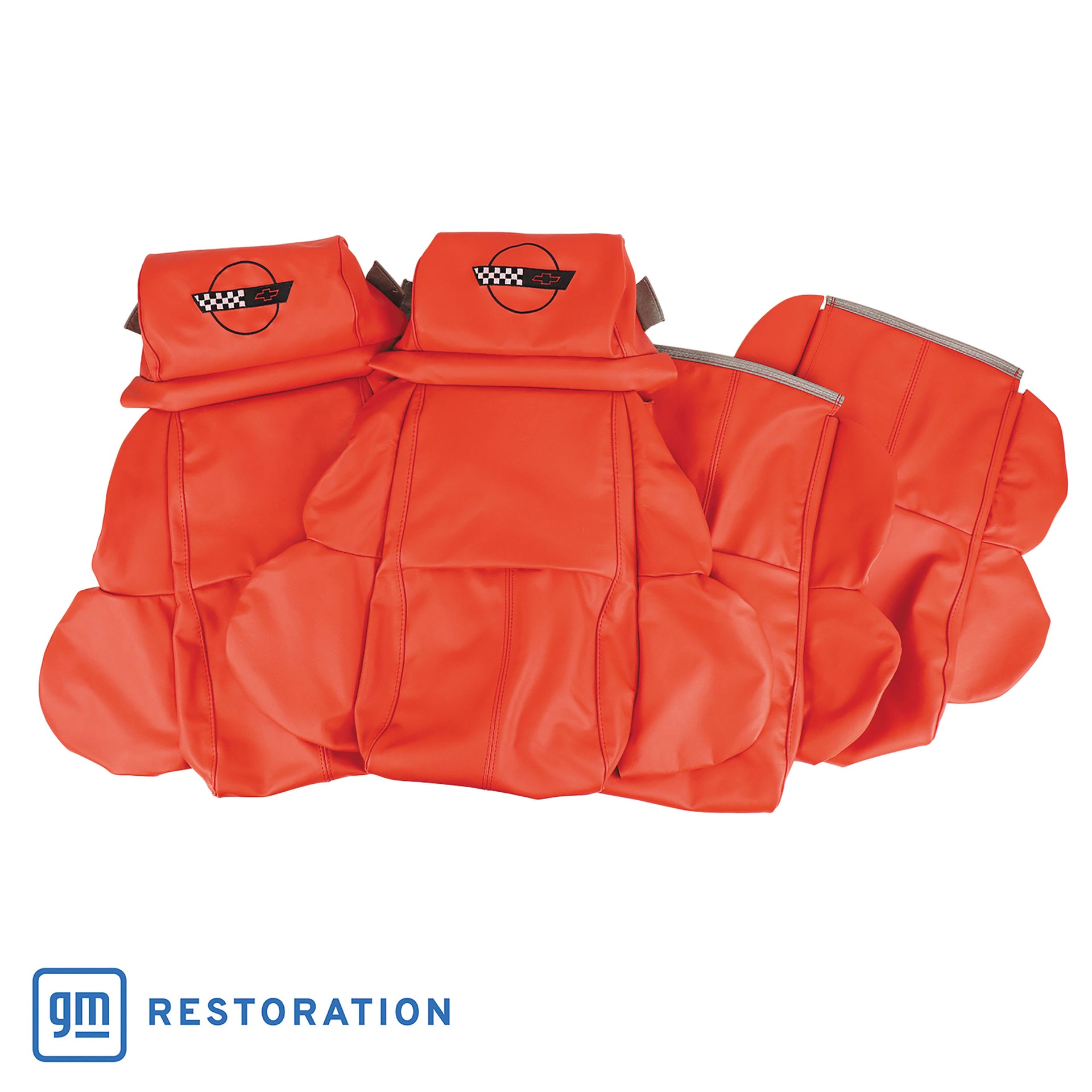 1993-1993 Corvette OE Style Embroidered Standard Leather Seat Covers - Torch Red-448585E-Corvette-Store-Online