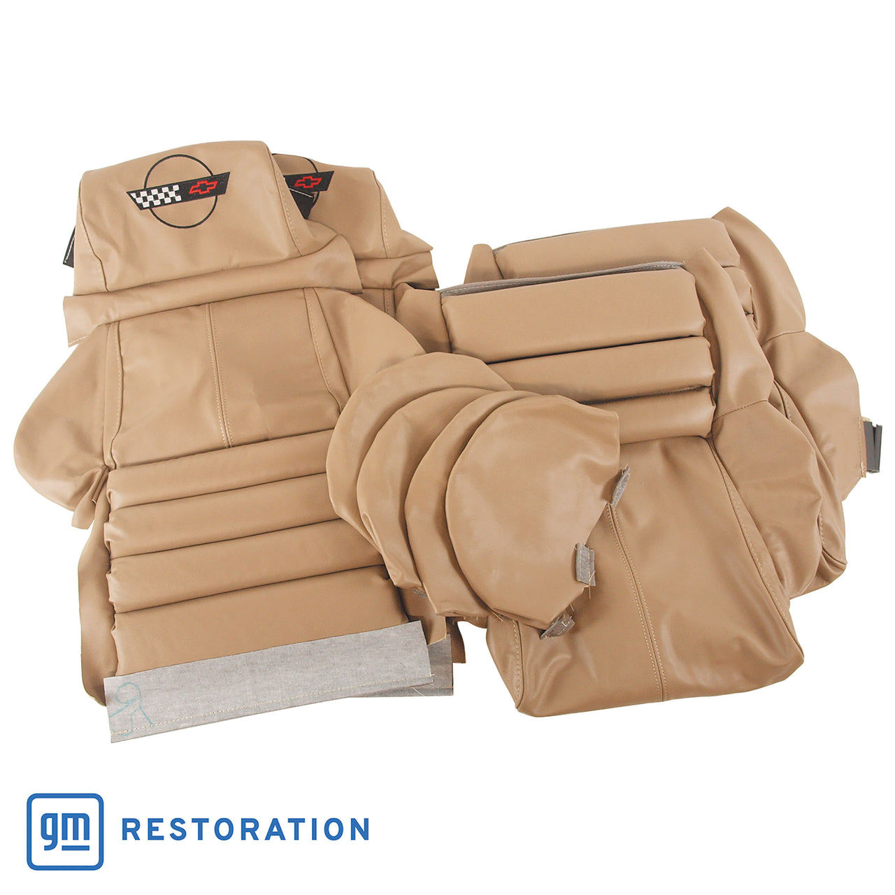 1993-1993 Corvette OE Style Embroidered Sport Leather Seat Covers - Beige-448782E-Corvette-Store-Online