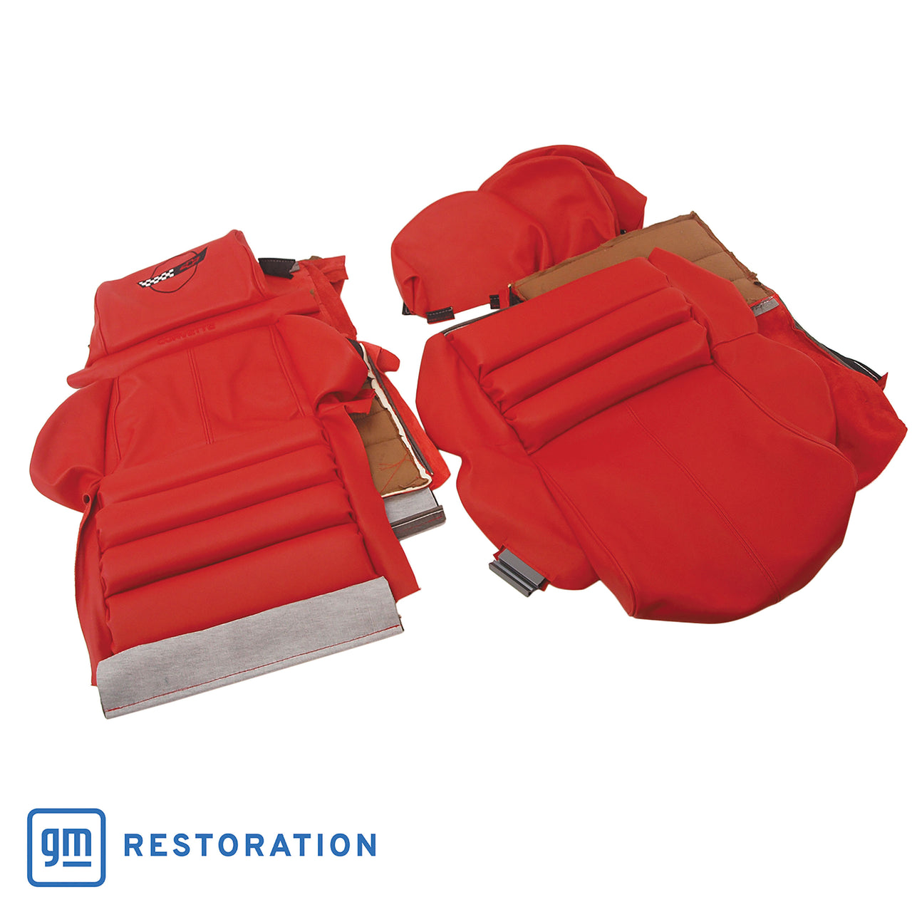 1993-1993 Corvette OE Style Embroidered Sport Leather Seat Covers - Red-448785E-Corvette-Store-Online