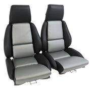 1984-1988 Corvette Mounted 100% Leather Standard Seat Covers - Black /Gray 2-Tone-45081-Corvette-Store-Online