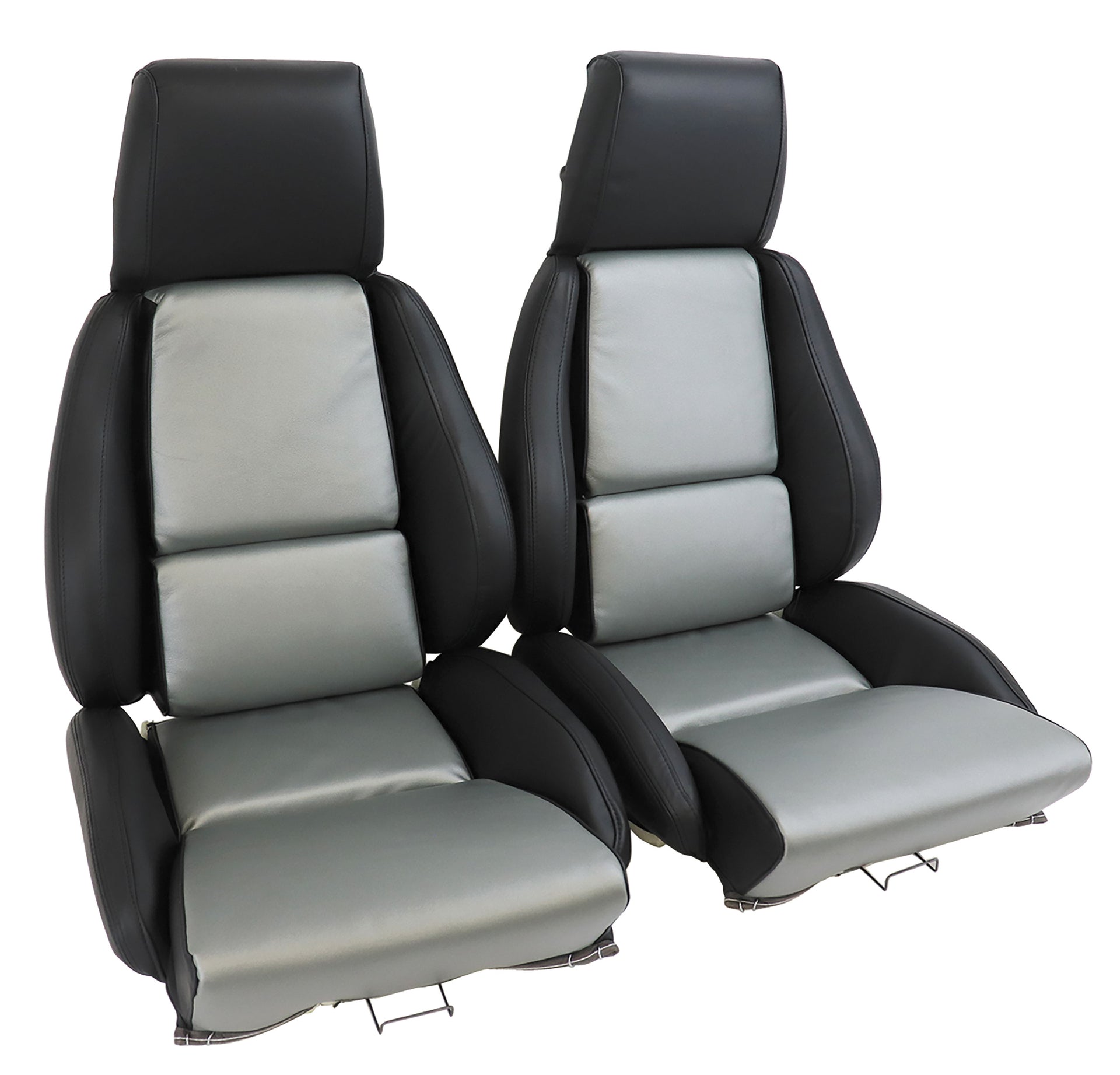 1984-1988 Corvette Mounted 100% Leather Standard Seat Covers - Black /Gray 2-Tone-45081-Corvette-Store-Online