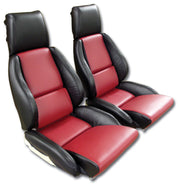 1986-1988 Corvette Mounted 100% Leather Standard Seat Covers - Black /Red 2-Tone-45082-Corvette-Store-Online