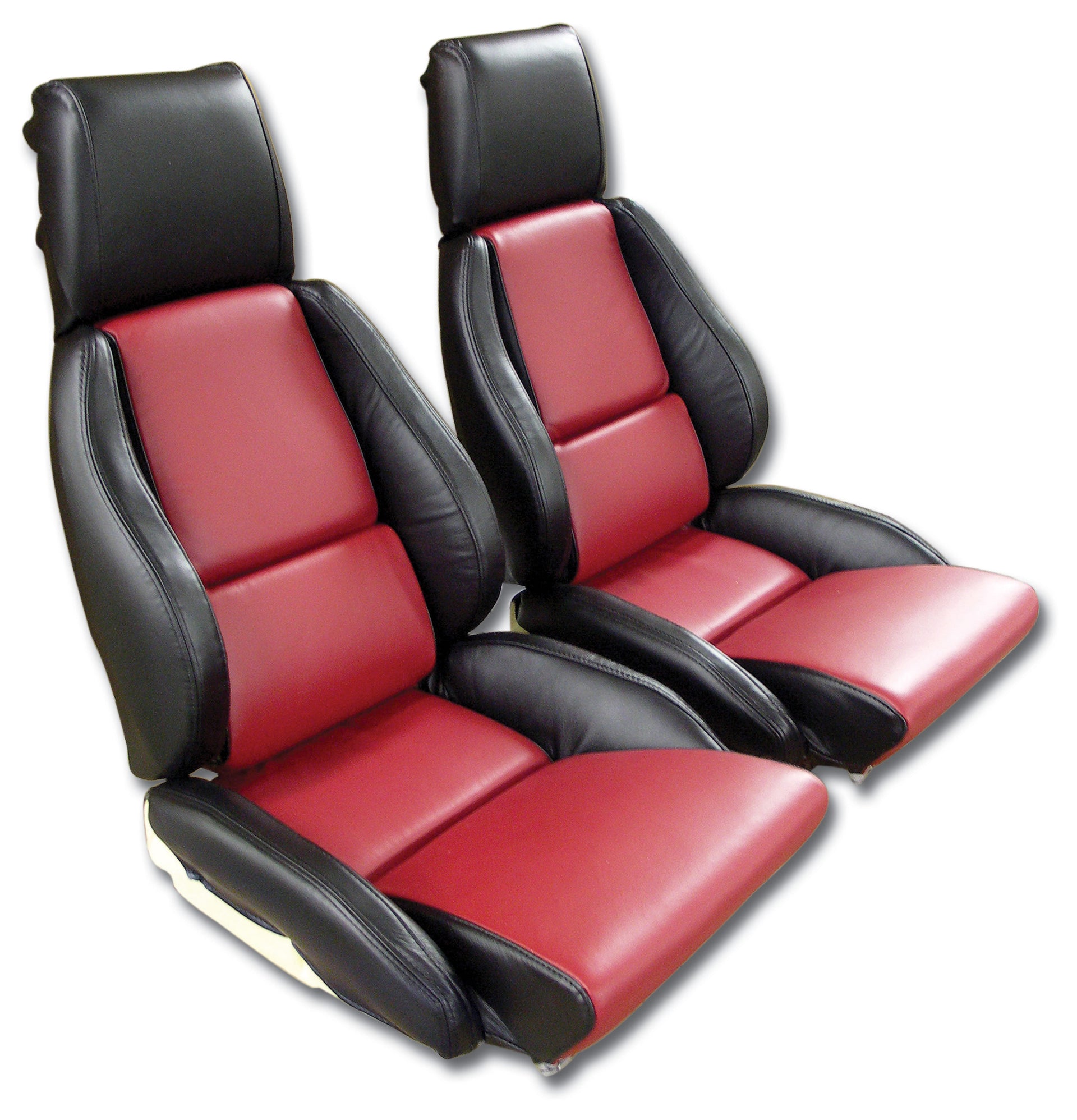 1986-1988 Corvette Mounted 100% Leather Standard Seat Covers - Black /Red 2-Tone-45082-Corvette-Store-Online