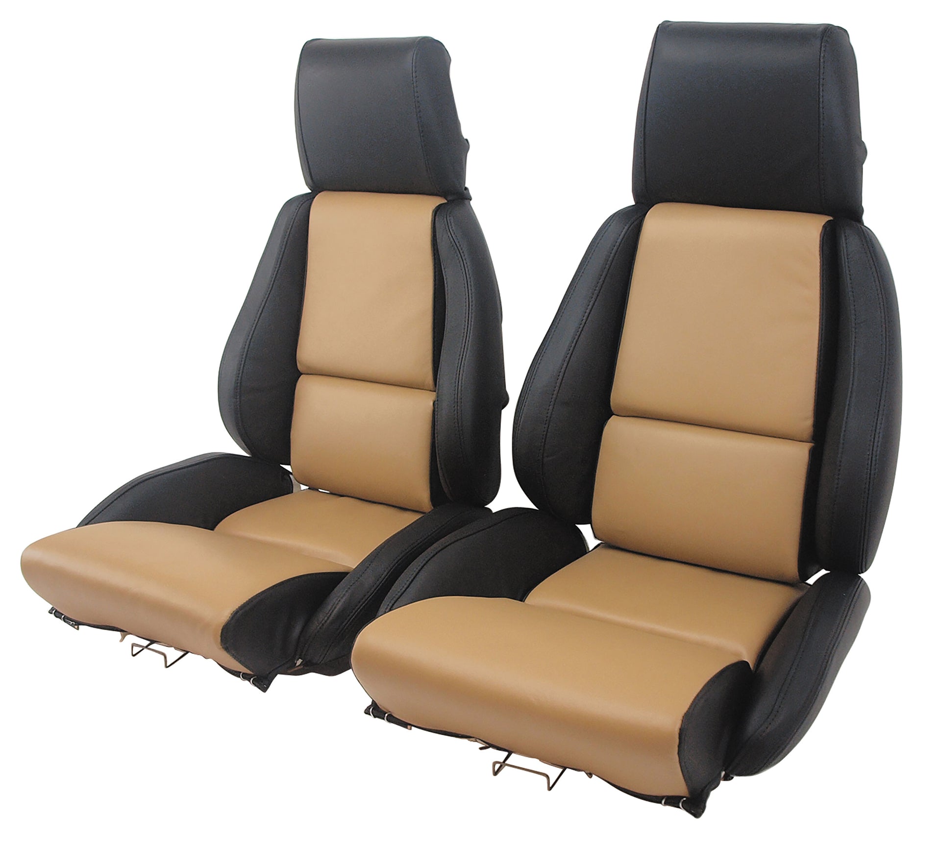 1984-1987 Corvette Mounted 100% Leather Standard Seat Covers - Black /Saddle 2-Tone-45083-Corvette-Store-Online