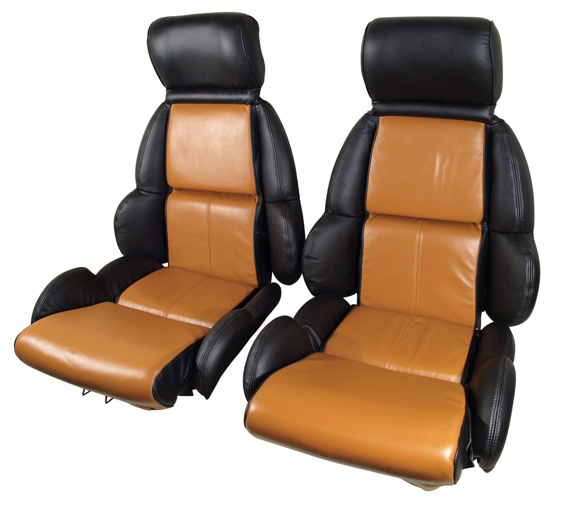 1989-1992 Corvette Mounted 100% Leather Standard Seat Covers - Black /Saddle 2-Tone-45086-Corvette-Store-Online