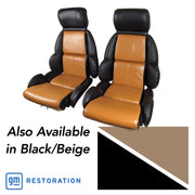 1993-1993 Corvette Mounted 100% Leather Standard Seat Covers - Black /Beige 2-Tone-45087-Corvette-Store-Online