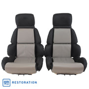 1993-1993 Corvette Mounted 100% Leather Standard Seat Covers - Black /Gray 2-Tone-45088-Corvette-Store-Online