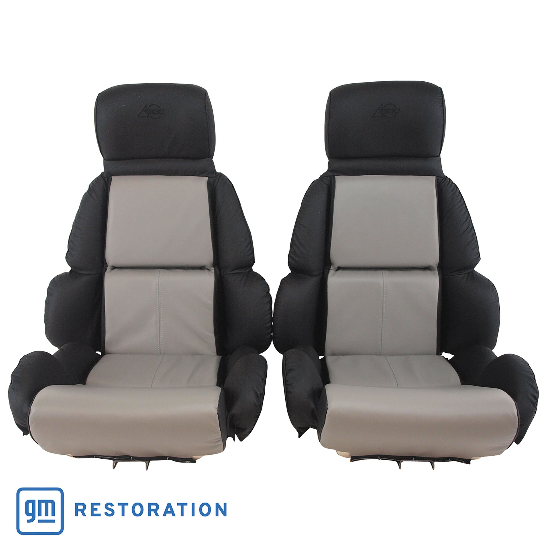 1993-1993 Corvette Mounted 100% Leather Standard Seat Covers - Black /Gray 2-Tone-45088-Corvette-Store-Online
