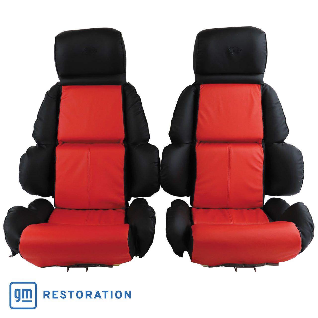 1993-1993 Corvette Mounted 100% Leather Standard Seat Covers - Black /Red 2-Tone-45089-Corvette-Store-Online
