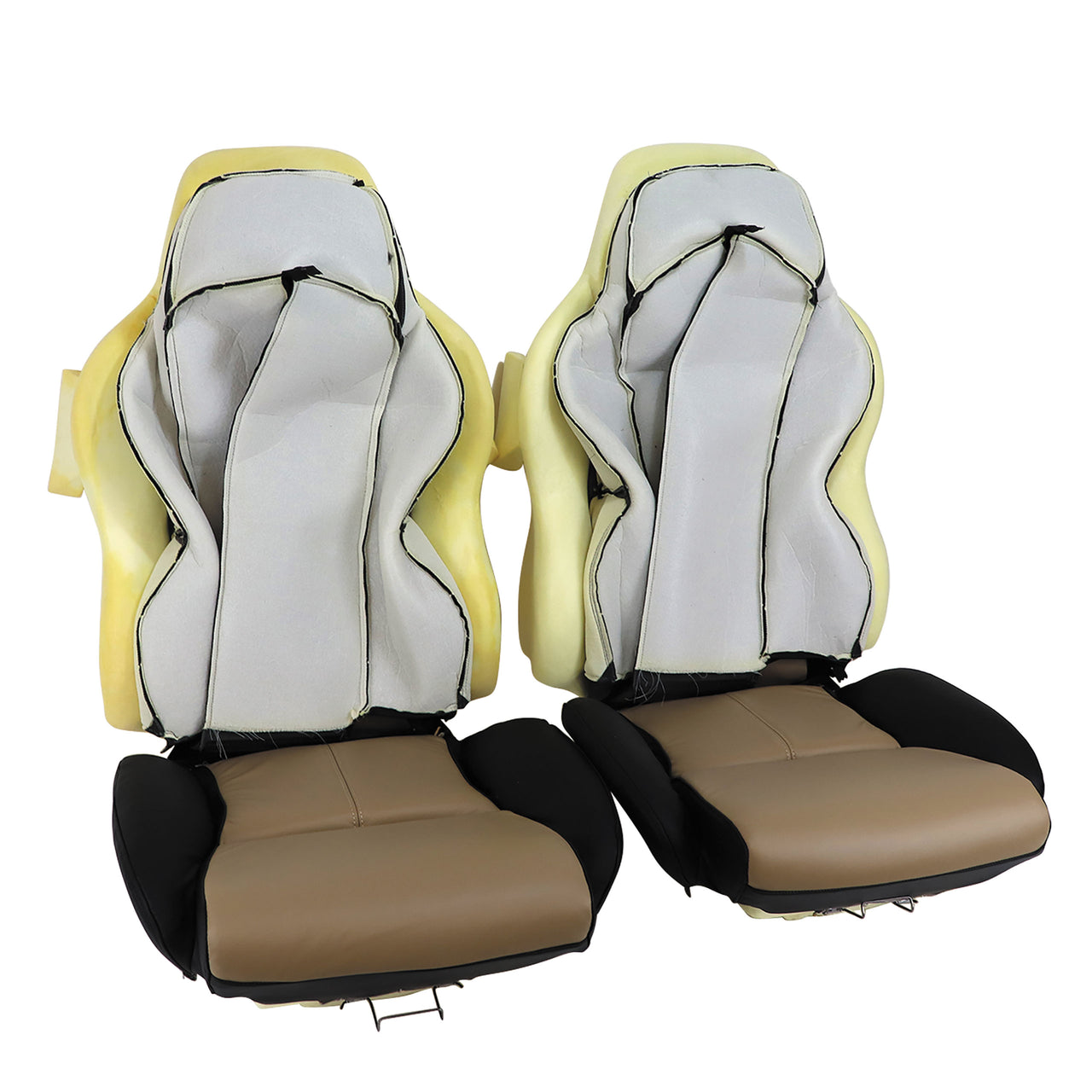 1994-1996 Corvette Mounted 100% Leather Standard Seat Covers - Black /Beige 2-Tone-45090-Corvette-Store-Online