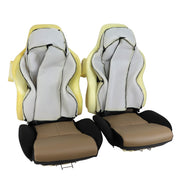 1994-1996 Corvette Mounted 100% Leather Standard Seat Covers - Black /Beige 2-Tone-45090-Corvette-Store-Online