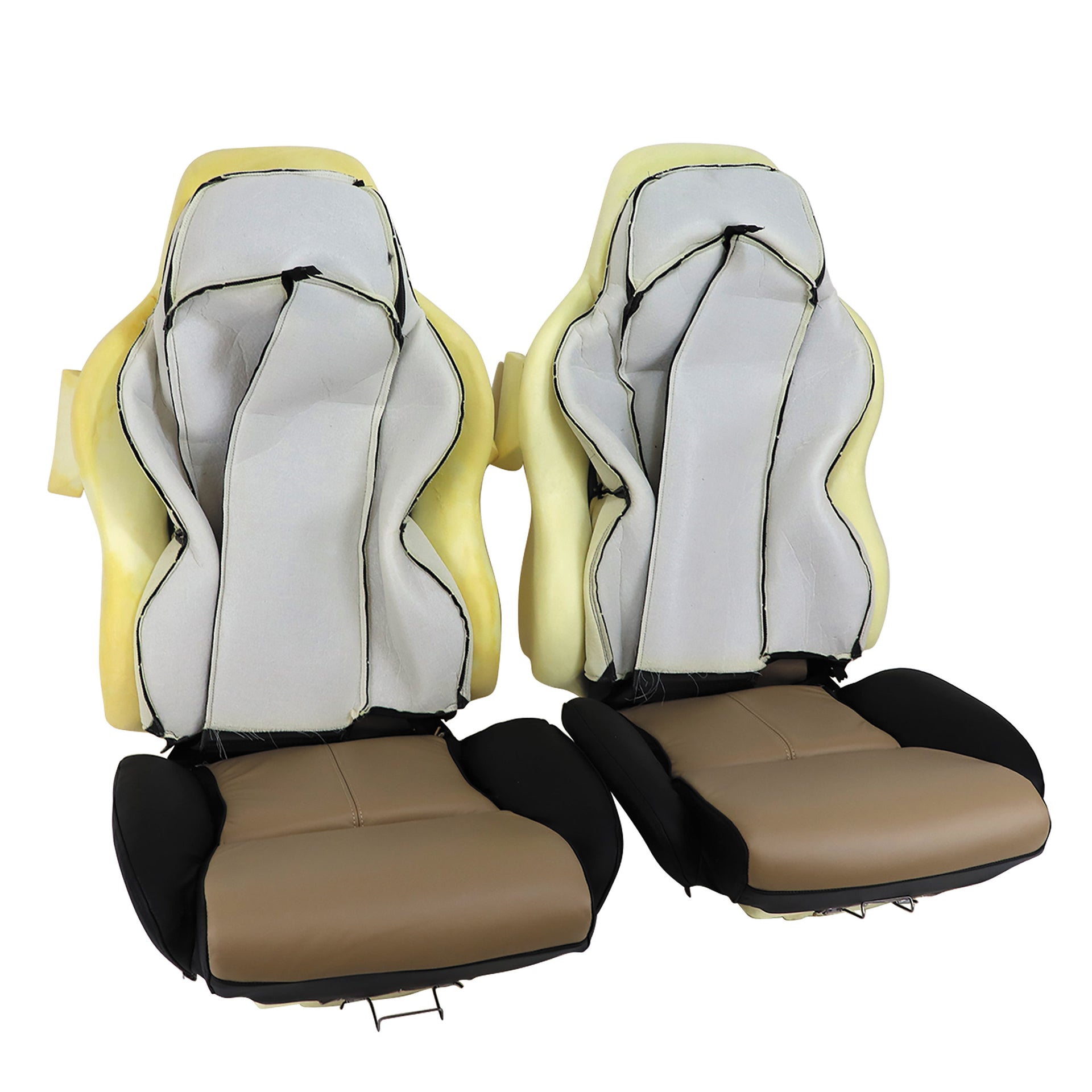 1994-1996 Corvette Mounted 100% Leather Standard Seat Covers - Black /Beige 2-Tone-45090-Corvette-Store-Online