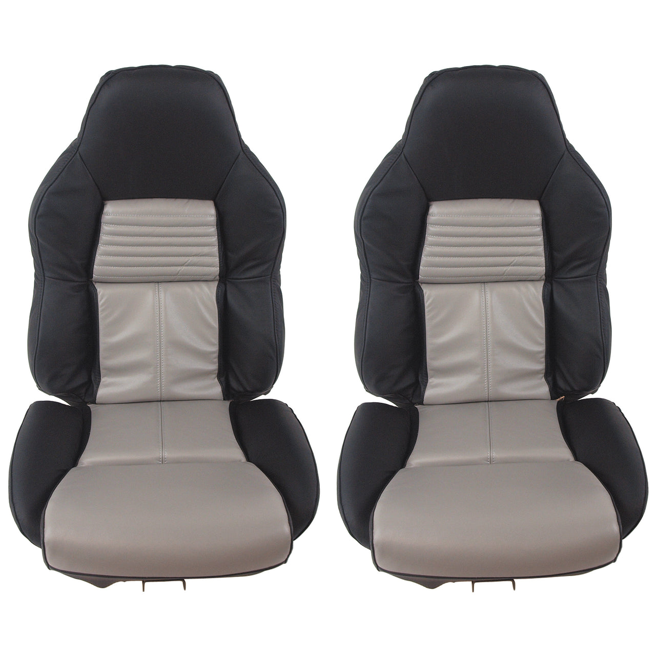 1994-1996 Corvette Mounted 100% Leather Standard Seat Covers - Black /Gray 2-Tone-45091-Corvette-Store-Online
