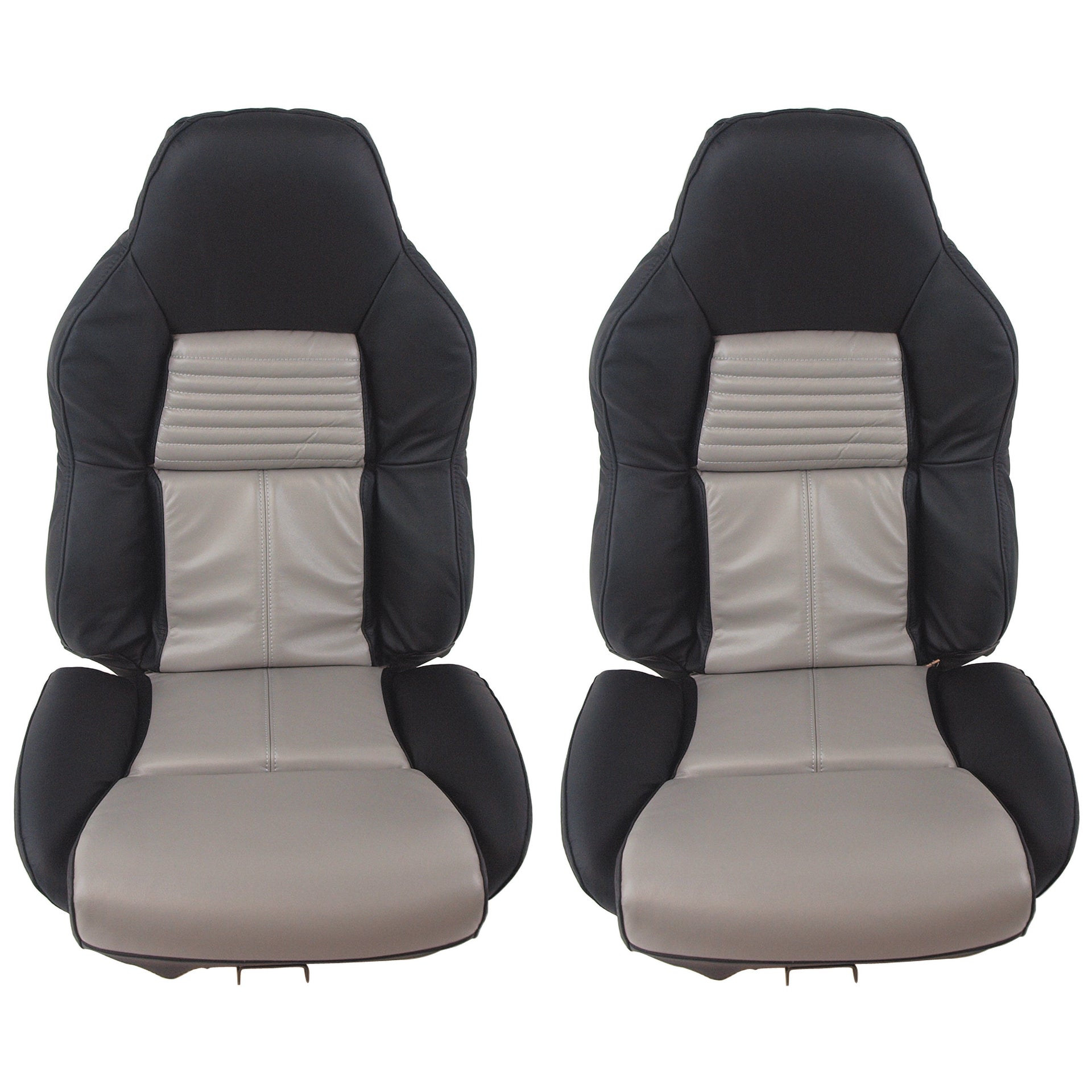1994-1996 Corvette Mounted 100% Leather Standard Seat Covers - Black /Gray 2-Tone-45091-Corvette-Store-Online