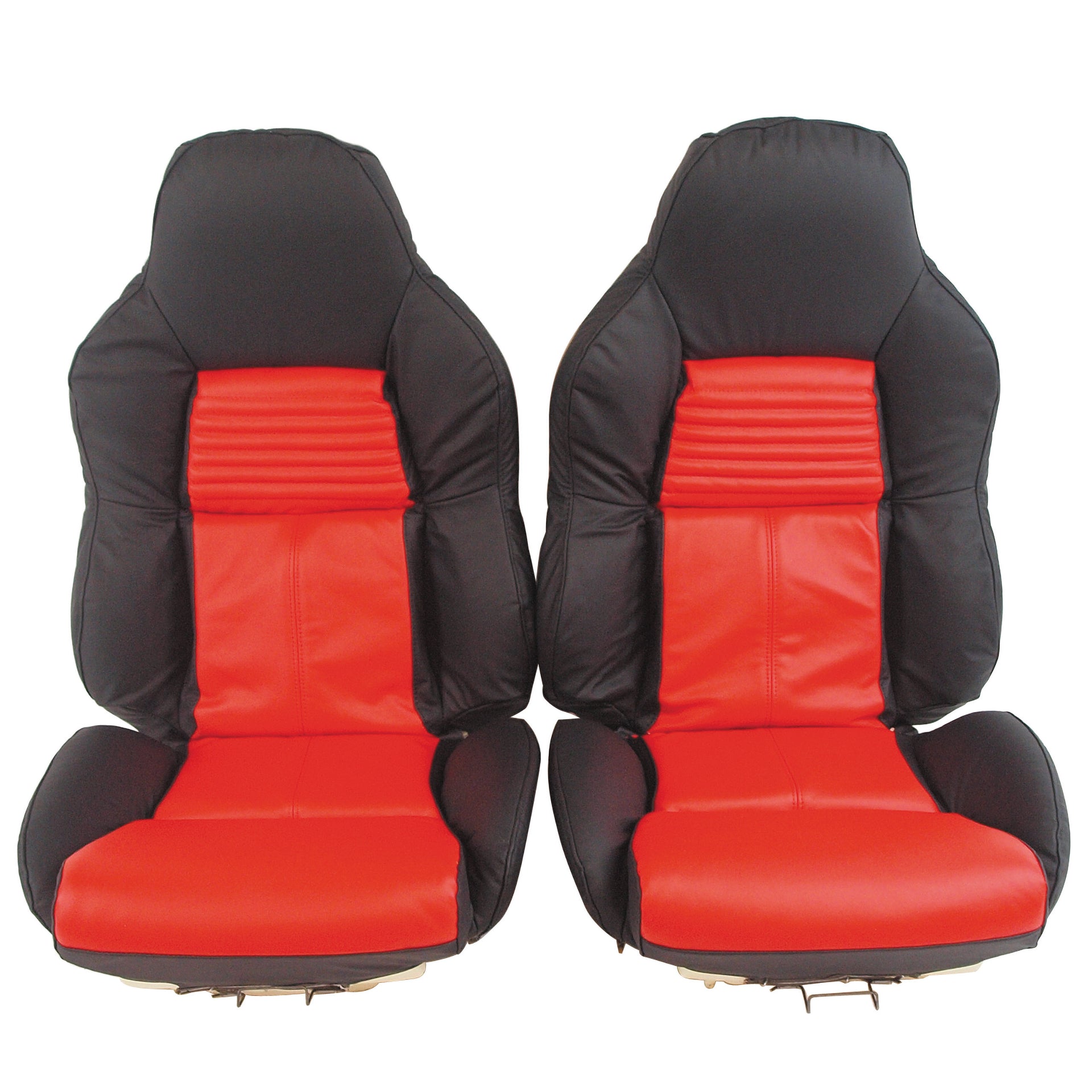 1994-1996 Corvette Mounted 100% Leather Standard Seat Covers - Black /Red 2-Tone-45092-Corvette-Store-Online