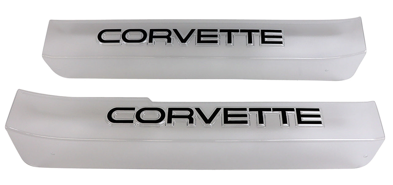 1984-1987 Corvette Door Sill Guards W/Corvette Logo - Clear-4588-Corvette-Store-Online