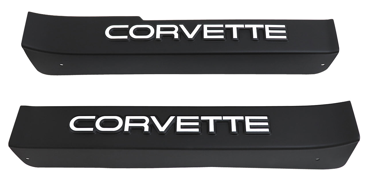 1984-1987 Corvette Door Sill Guards W/Corvette Logo - Black-4589-Corvette-Store-Online