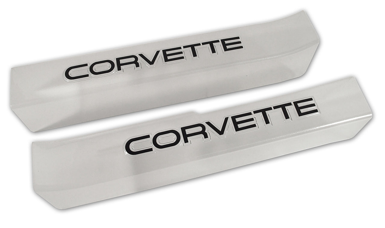1990-1996 Corvette Door Sill Guards W/Corvette Logo - Clear-4597-Corvette-Store-Online