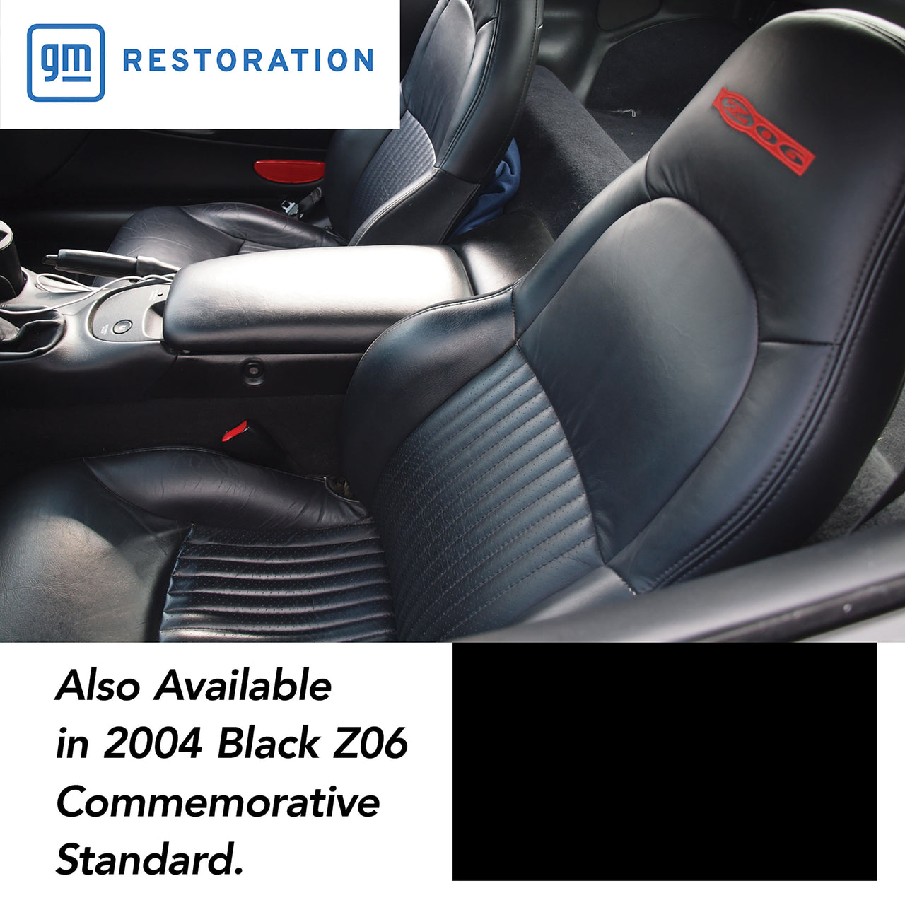 2004-2004 Corvette Leather Z06 Seat Covers W/Vinyl Trim - LeMans Commemorative Edition Black-461690-Corvette-Store-Online
