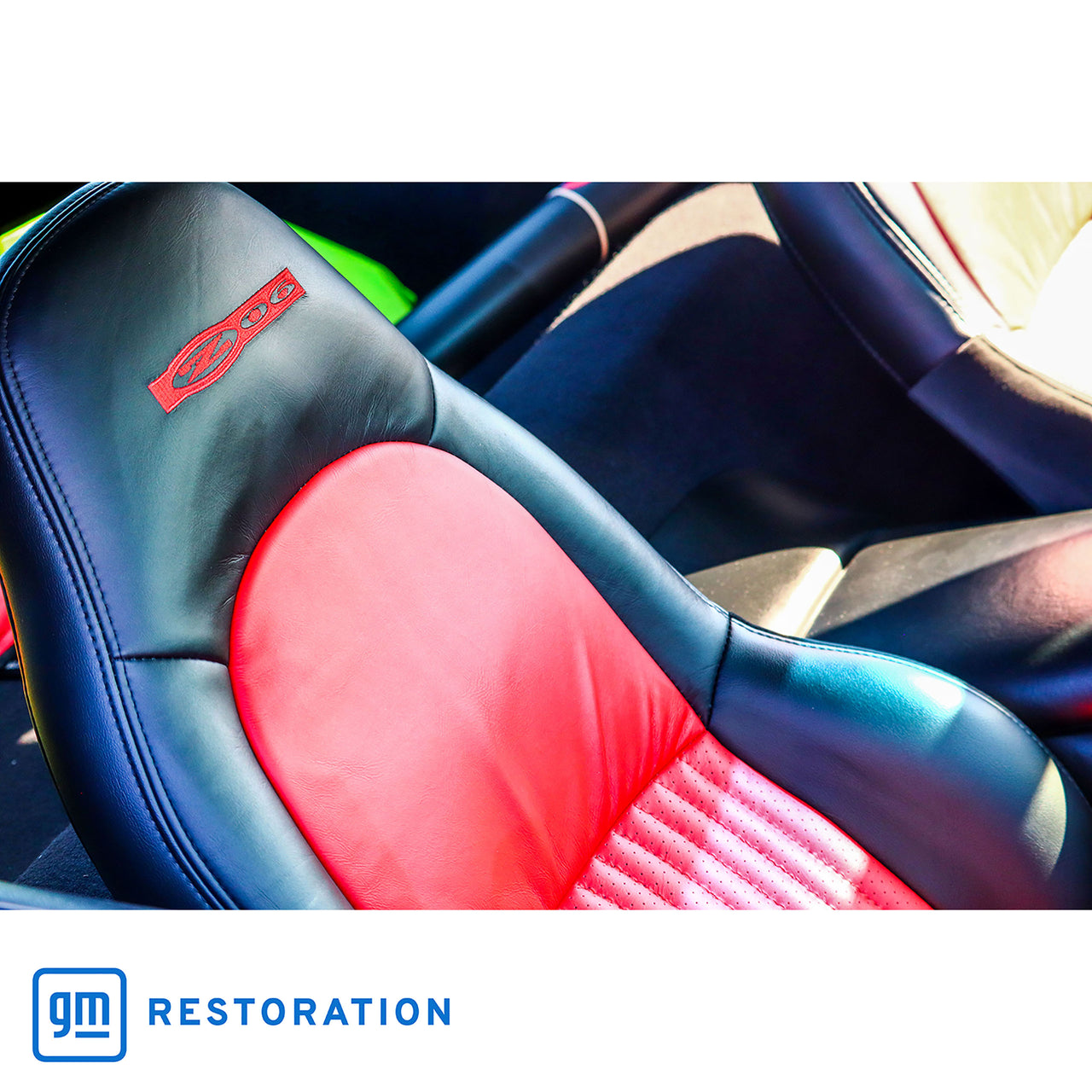 2001-2004 Corvette 100% Leather Z06 Seat Covers - Black/Red-4617Z6-Corvette-Store-Online