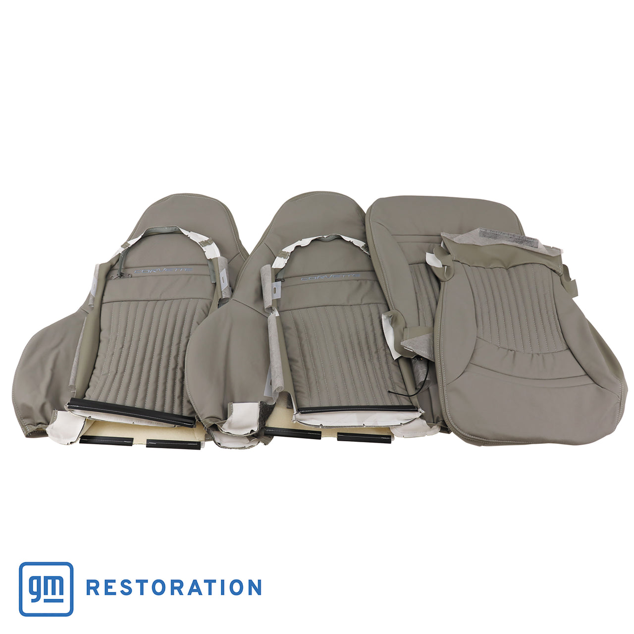 1997-2004 Corvette Leather Sport Seat Covers W/Vinyl Trim - Gray-462188-Corvette-Store-Online