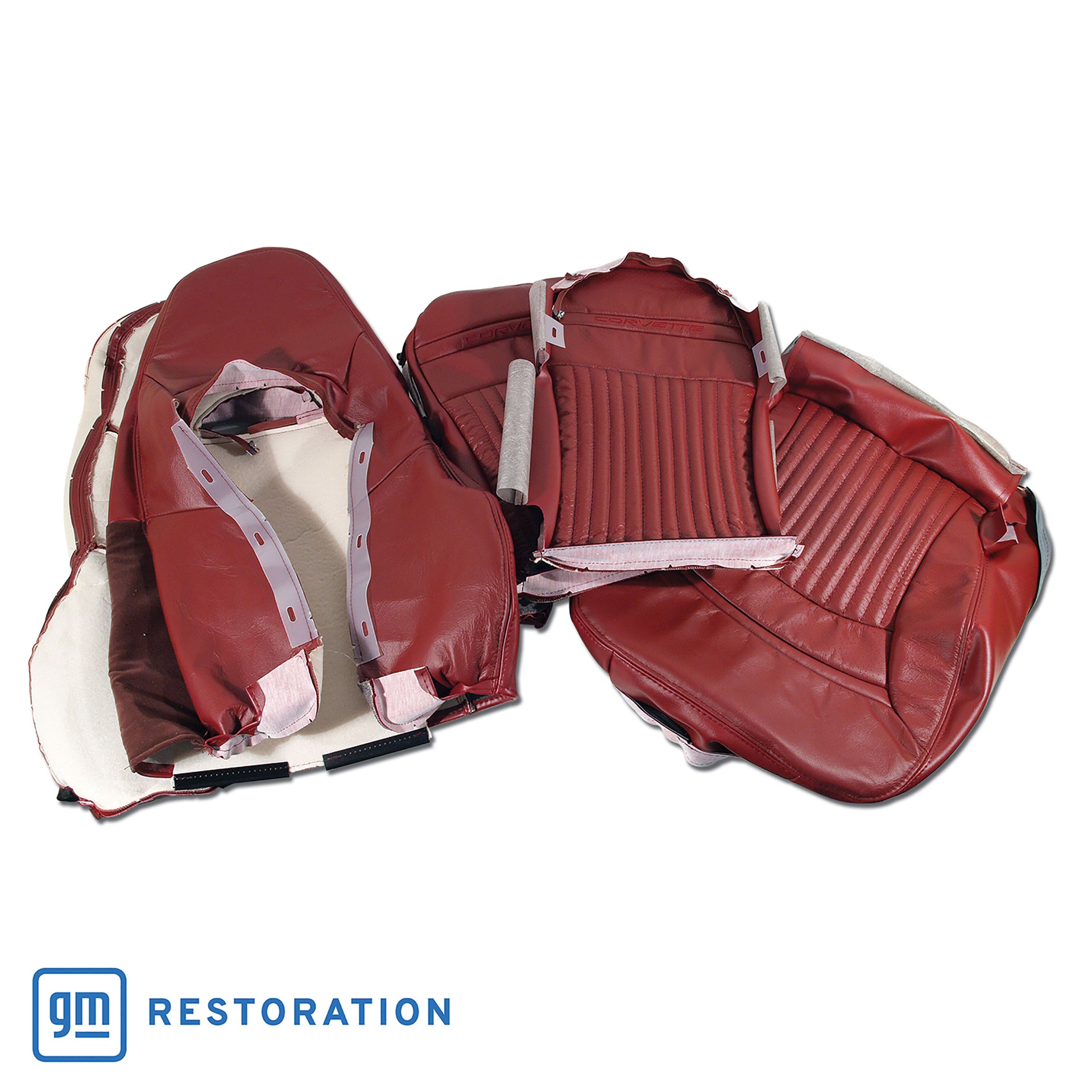 1997-1999 Corvette Leather Sport Seat Covers W/Vinyl Trim - Red-462189-Corvette-Store-Online