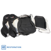 1997-2004 Corvette Leather Sport Seat Covers W/Vinyl Trim/Crossflag Logo - Black-462190E-Corvette-Store-Online