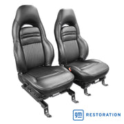 1997-2004 Corvette Leather Sport Seat Covers W/Vinyl Trim - Black-462190-Corvette-Store-Online