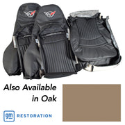 1998-2004 Corvette Leather Sport Seat Covers W/Vinyl Trim/Crossflag Logo - Oak-462191E-Corvette-Store-Online