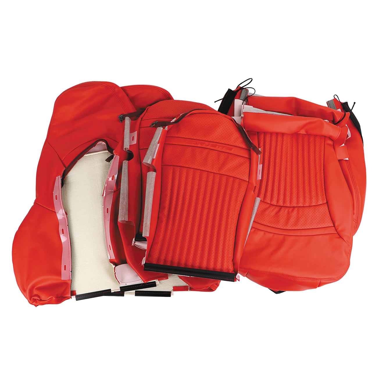 2000-2004 Corvette Leather Sport Seat Covers W/Vinyl Trim - Torch Red-462193-Corvette-Store-Online