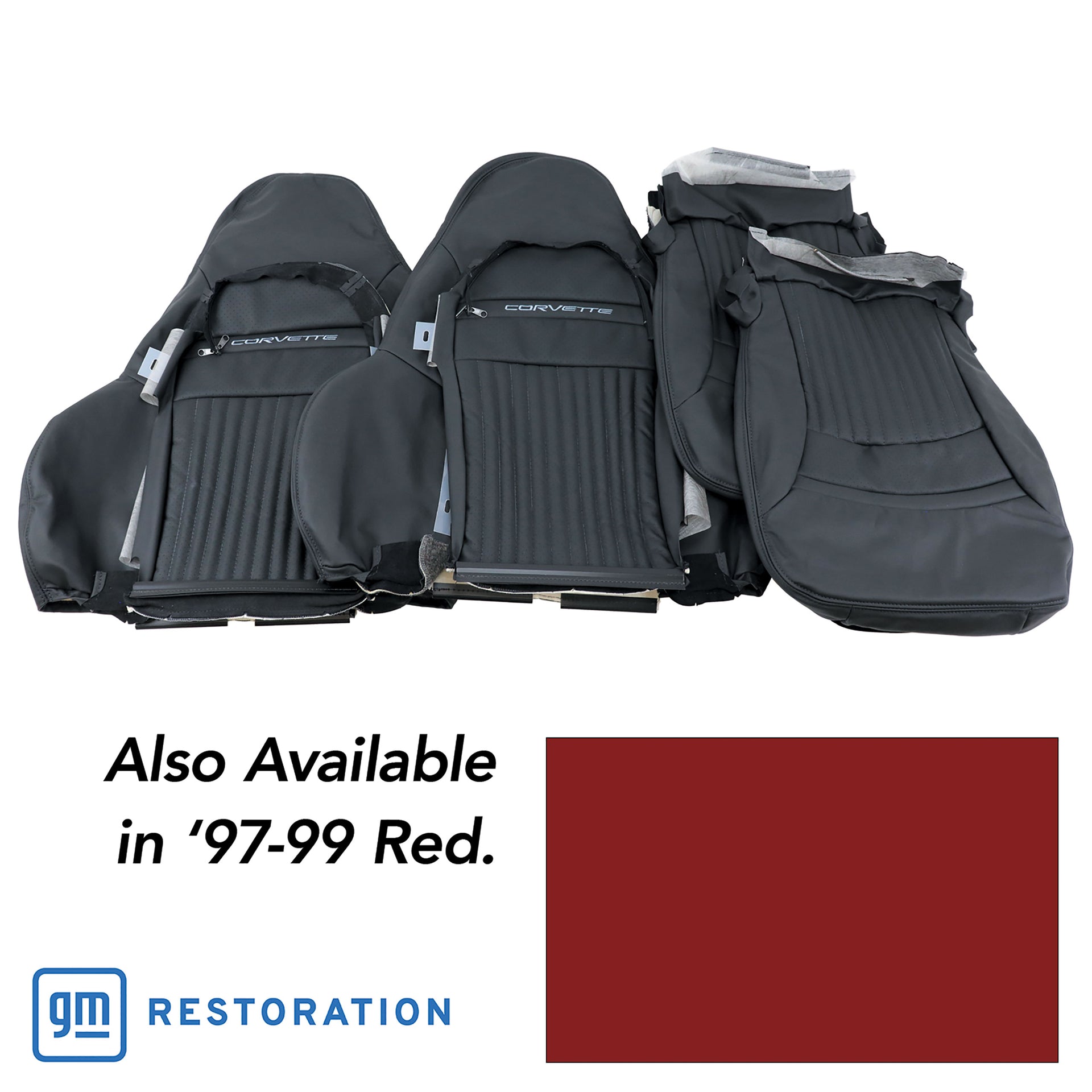 1997-1999 Corvette 100% Leather Sport Seat Covers - Red-462289-Corvette-Store-Online