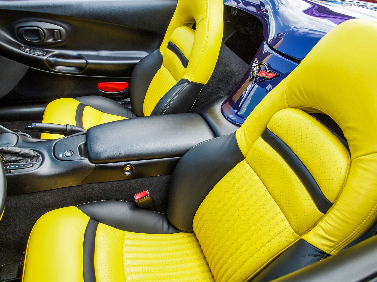 1998-1998 Corvette 100% Leather Sport Seat Covers - Pace Yellow-462292-Corvette-Store-Online