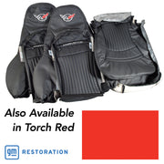 2000-2004 Corvette 100% Leather Seat Covers W/Crossflag - Torch Red -462293E-Corvette-Store-Online