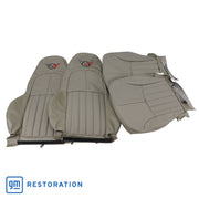 1997-2004 Corvette Leather Standard Seat Covers W/Vinyl Trim/Crossflag Logo - Gray-462488E-Corvette-Store-Online