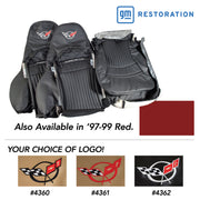 1997-1999 Corvette Leather Standard Seat Covers W/Vinyl Trim/Crossflag Logo - Red-462489E-Corvette-Store-Online