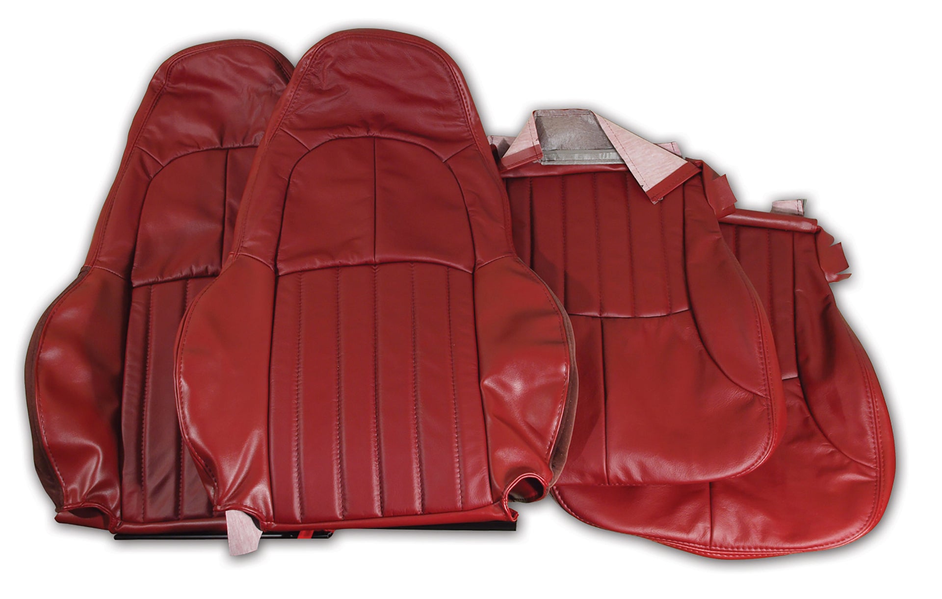 1997-1999 Corvette Leather Standard Seat Covers W/Vinyl Trim - Red-462489-Corvette-Store-Online