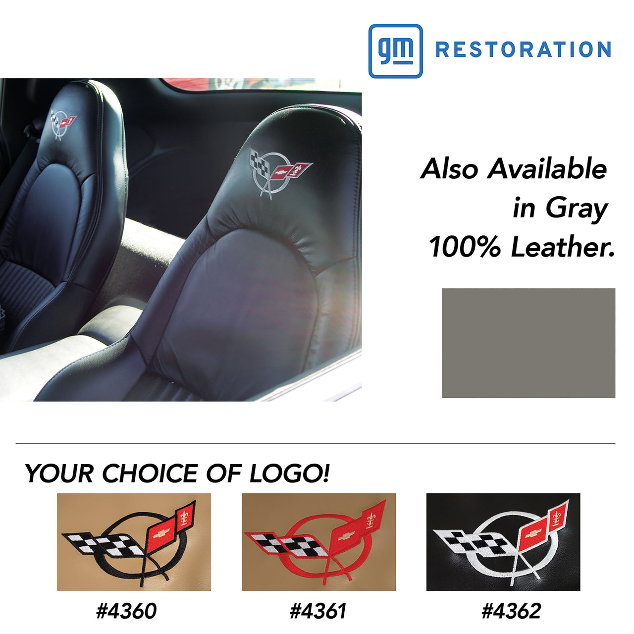 2000-2004 Corvette Leather Standard Seat Covers W/Vinyl Trim/Crossflag Logo - Torch Red-462493E-Corvette-Store-Online