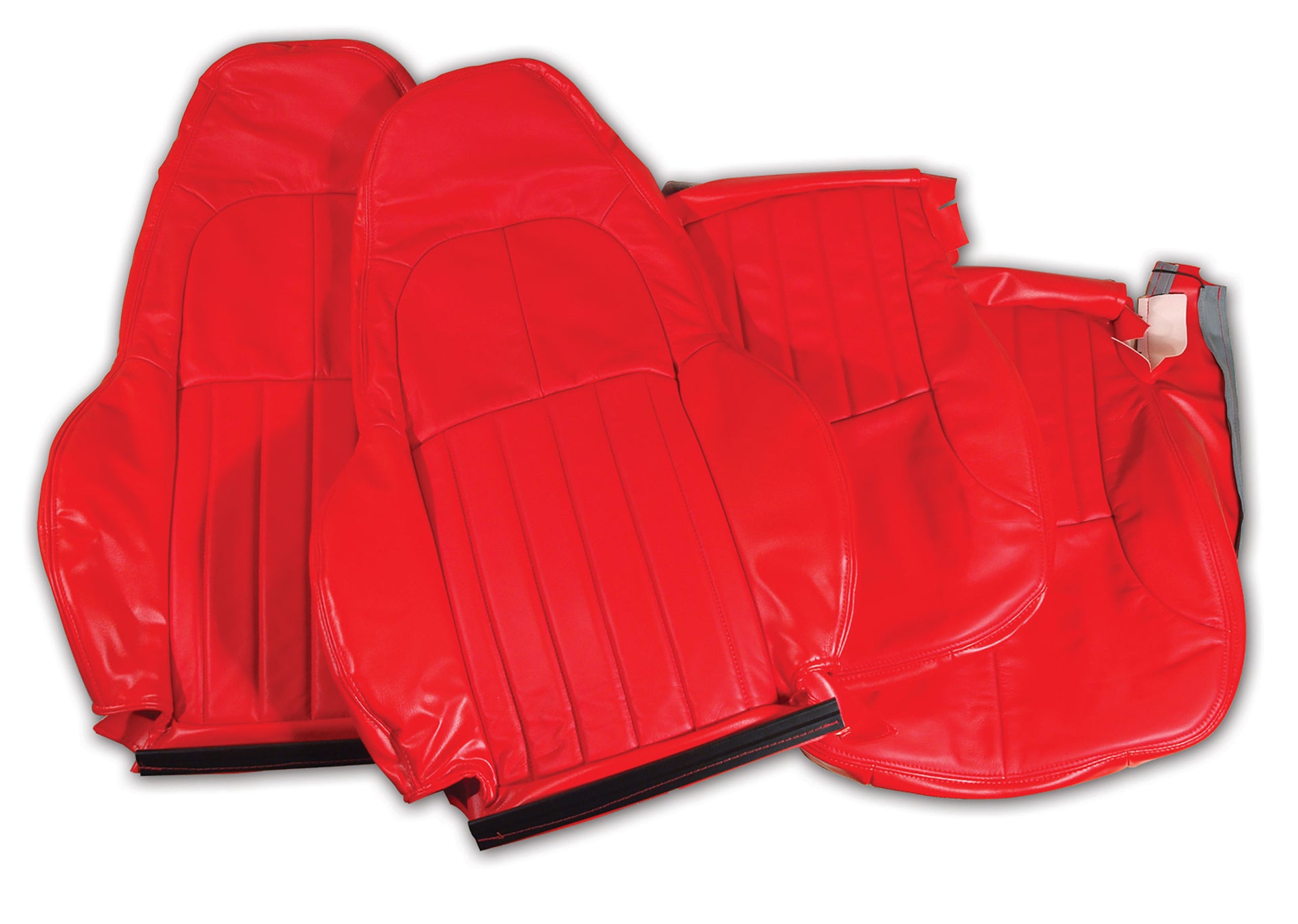 2000-2004 Corvette Leather Standard Seat Covers W/Vinyl Trim - Torch Red-462493-Corvette-Store-Online