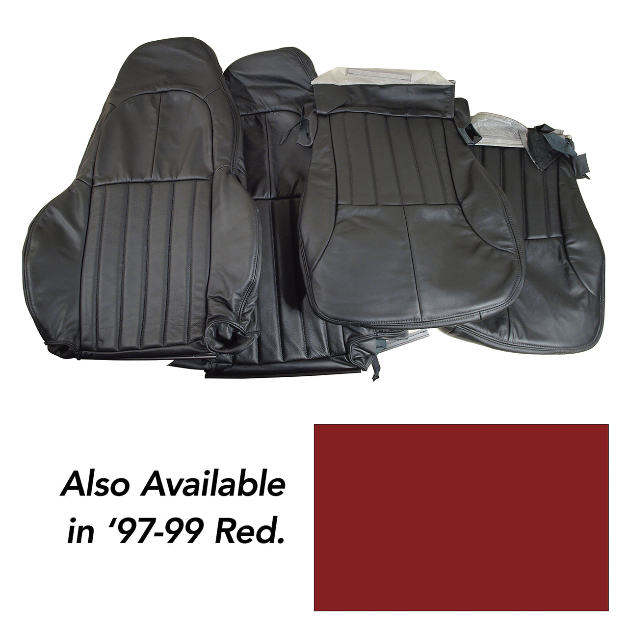 1997-1999 Corvette 100% Leather Standard Seat Covers - Red-462589-Corvette-Store-Online