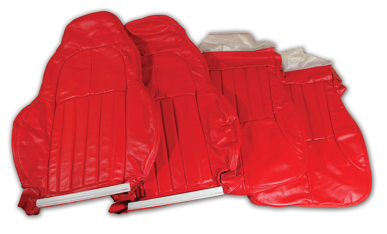 2000-2004 Corvette 100% Leather Standard Seat Covers - Torch Red-462593-Corvette-Store-Online