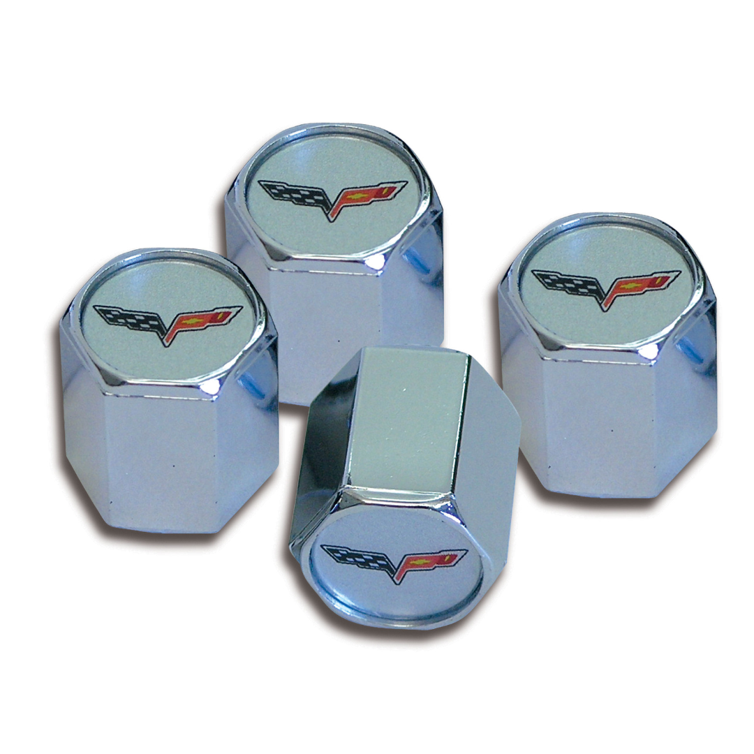 2005-2013 Corvette Valve Stem Caps Chrome W/C6 - CA