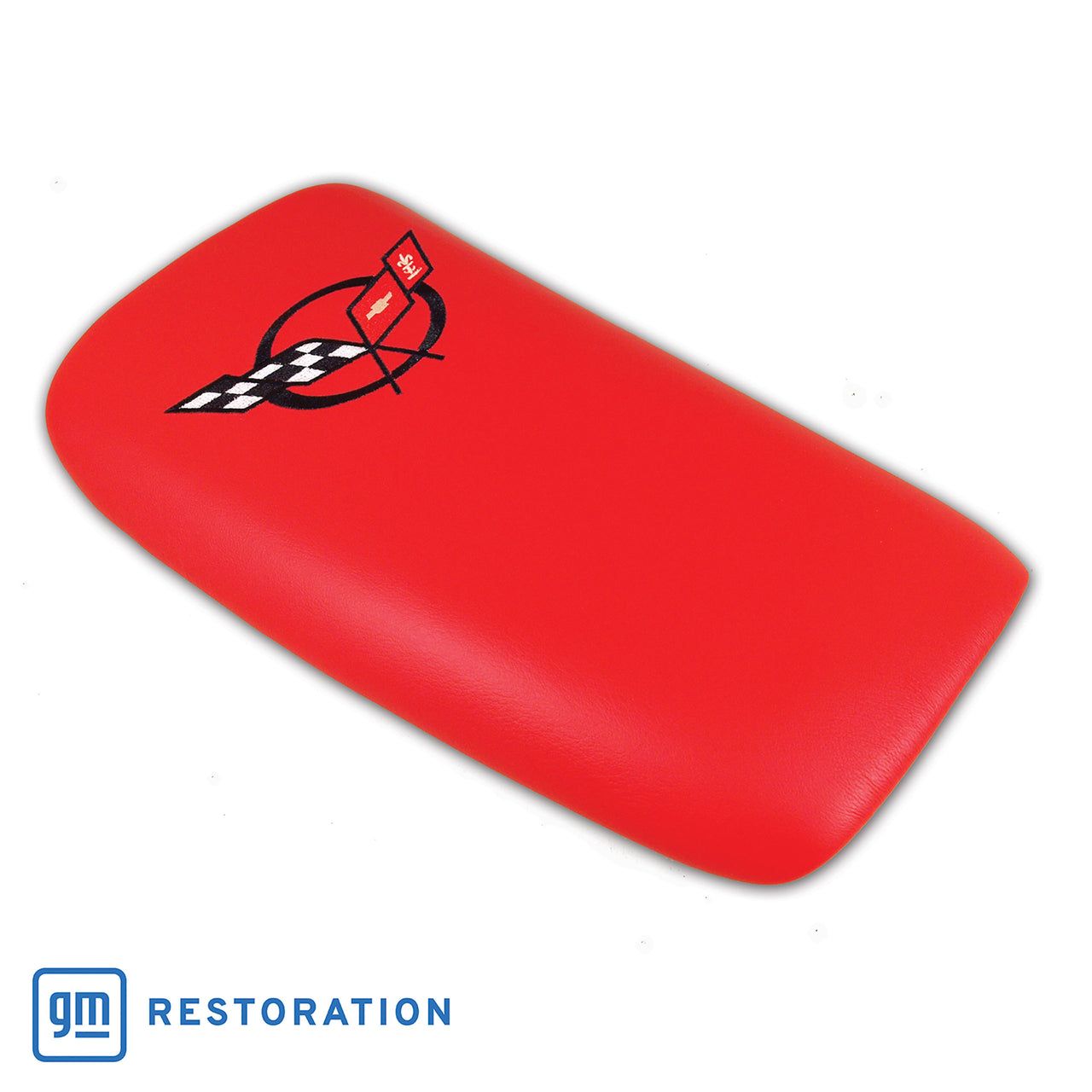 2000-2004 Corvette Embroidered Console Lid Torch Red W/Black Logo-46807-Corvette-Store-Online
