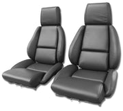 1984-1987 Corvette OE Style 100% Leather Standard Seat Covers W/O Perforated Inserts - Graphite-468422-Corvette-Store-Online