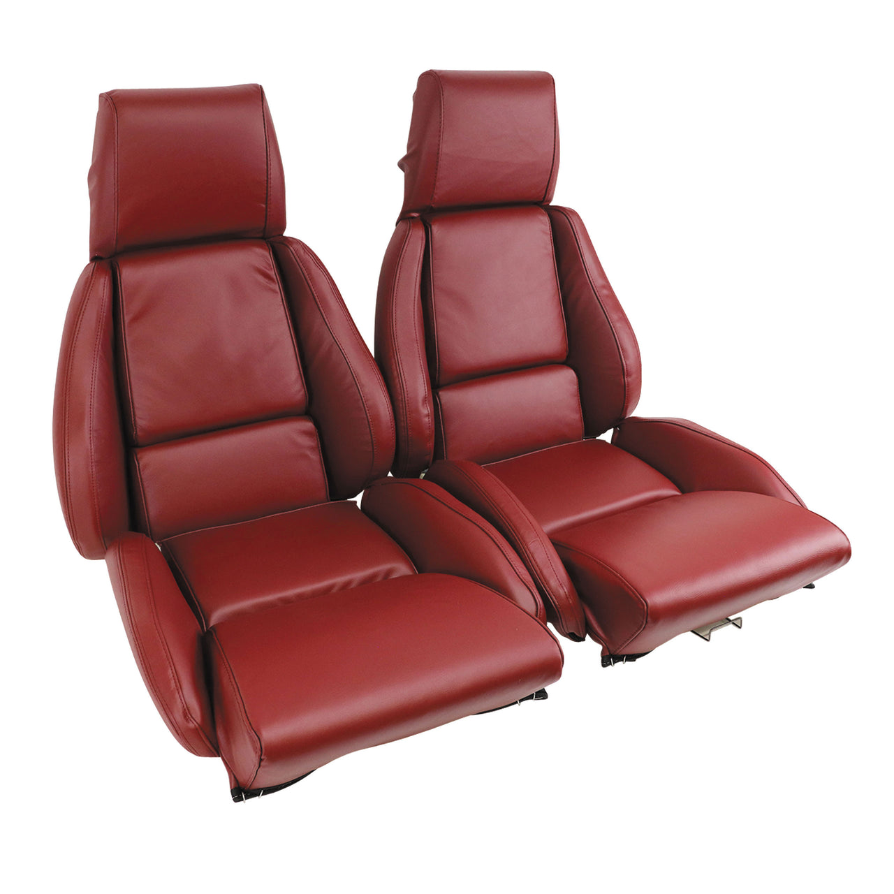 1984-1985 Corvette OE Style 100% Leather Standard Seat Covers W/O Perforated Inserts - Red-468427-Corvette-Store-Online