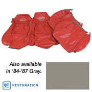 1984-1987 Corvette OE Style Embroidered Standard Leather Seat Covers W/Non-Perf Inserts - Gray-468469E-Corvette-Store-Online