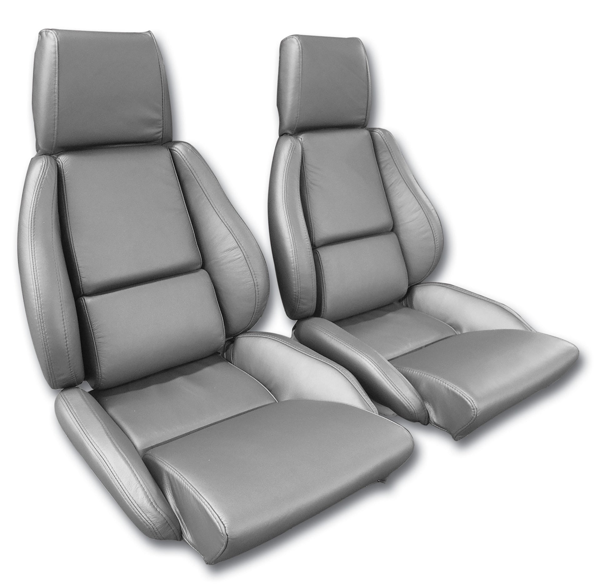 1984-1987 Corvette OE Style 100% Leather Standard Seat Covers W/O Perforated Inserts - Gray-468469-Corvette-Store-Online