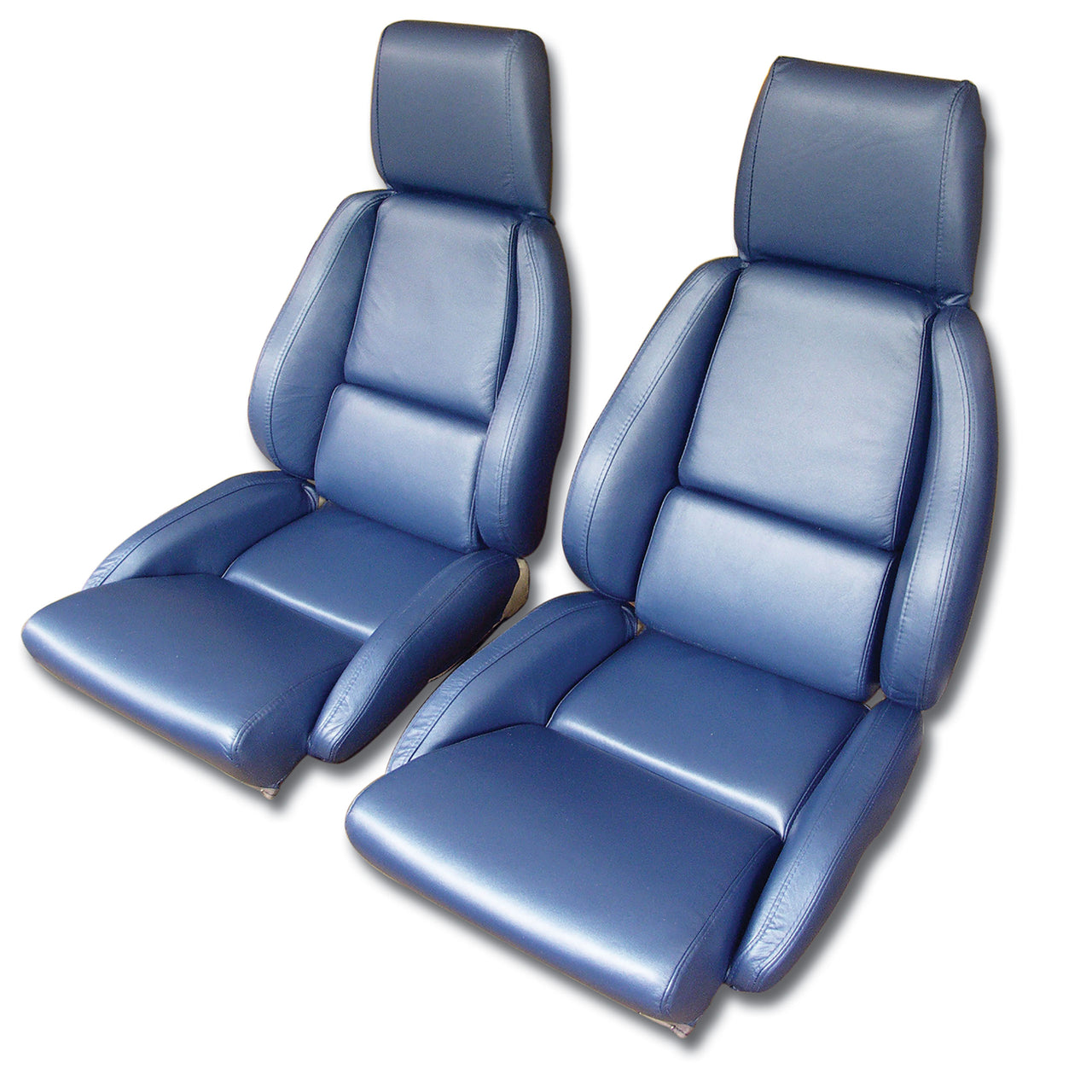 1984-1985 Corvette OE Style 100% Leather Standard Seat Covers W/O Perforated Inserts - Blue-468470-Corvette-Store-Online