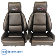 1984-1987 Corvette OE Style Embroidered Standard Leather Seat Covers W/Non-Perf Inserts - Bronze-468471E-Corvette-Store-Online