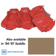 1984-1987 Corvette OE Style Embroidered Standard Leather Seat Covers W/Non-Perf Inserts - Saddle-468472E-Corvette-Store-Online