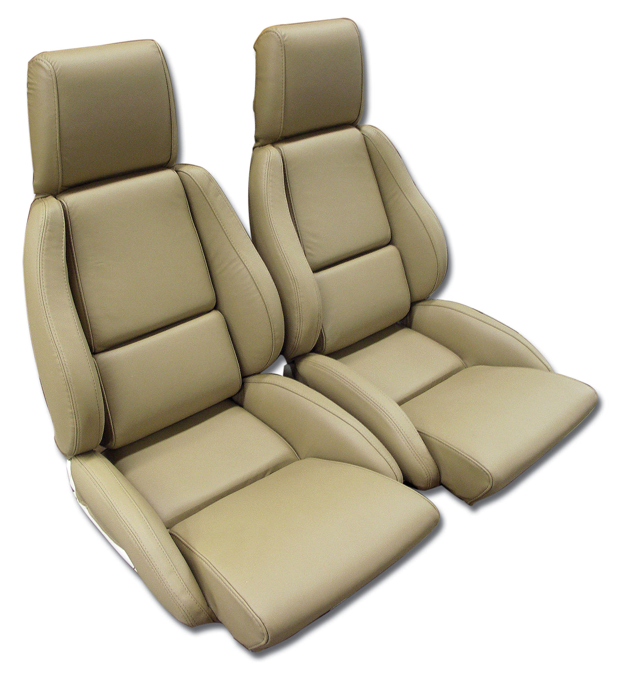 1984-1987 Corvette OE Style 100% Leather Standard Seat Covers W/O Perforated Inserts - Saddle-468472-Corvette-Store-Online